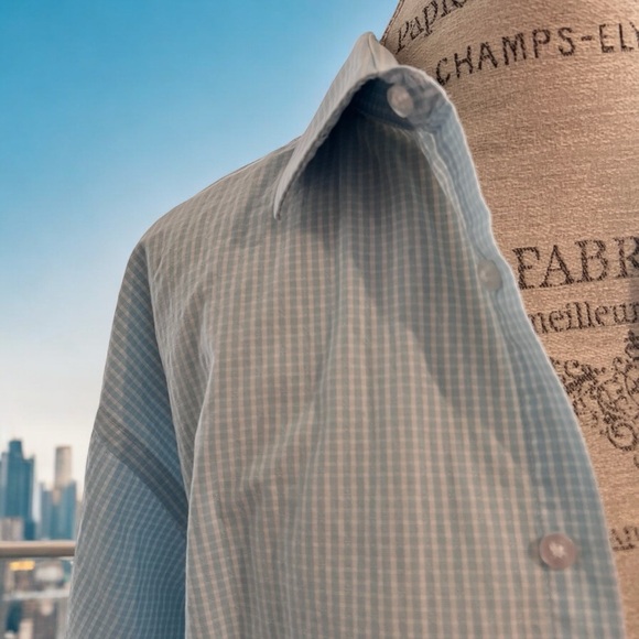 Calvin Klein Men’s button down XL Regular Fit Baby Blue gingham - Picture 6 of 16